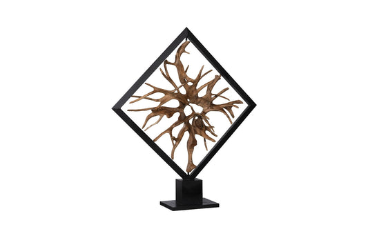 Revolving Diamond Teak Wood Sculpture