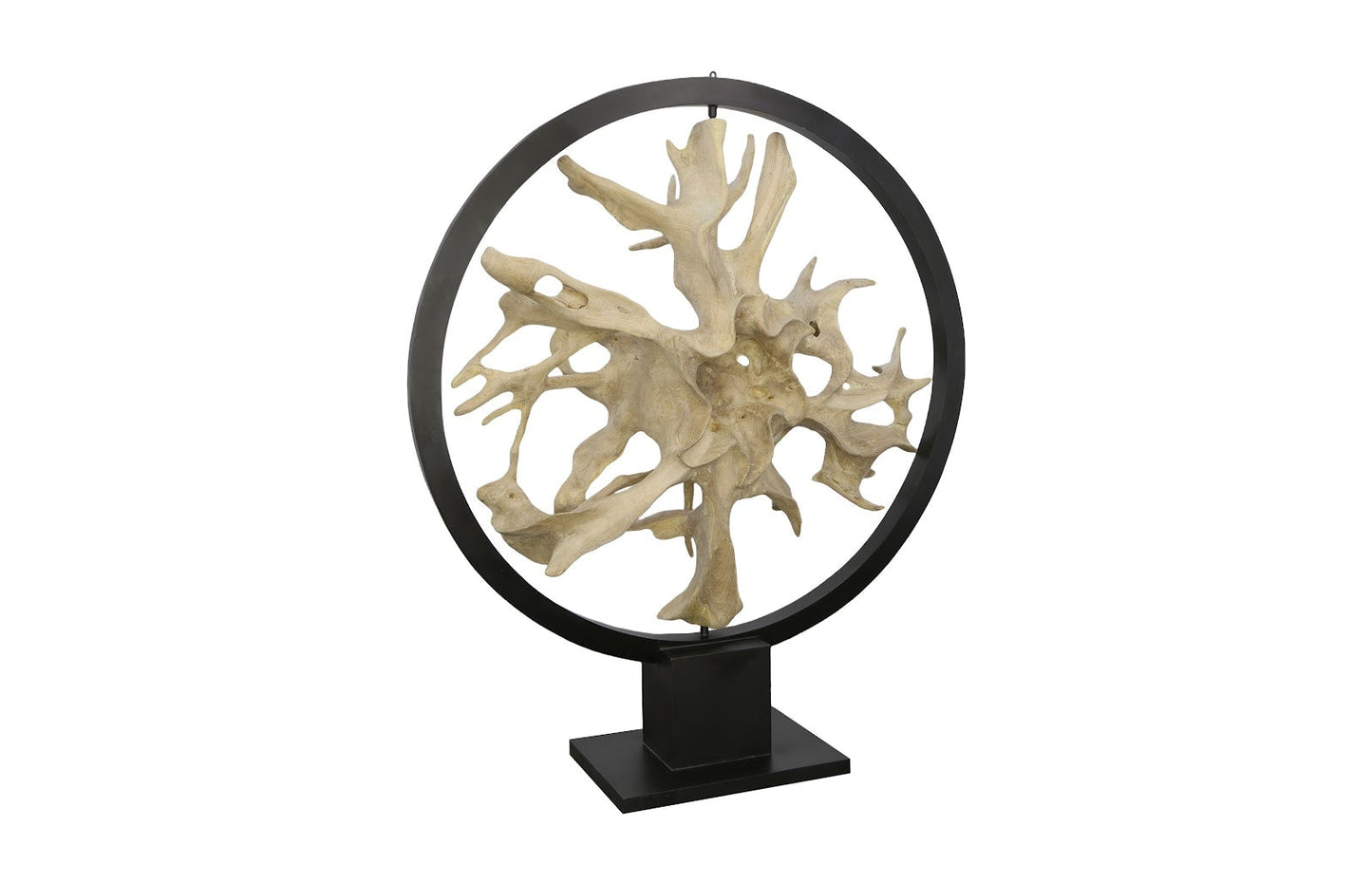 Revolving Circle Teak Wood Sculpture Bleached