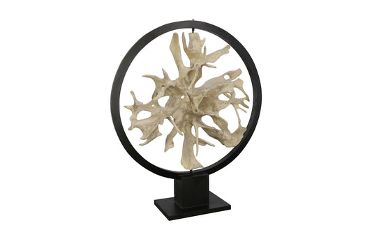 Revolving Circle Teak Wood Sculpture Bleached