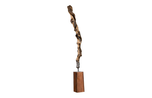 Sculpture On Wood Base with Stainless Steel