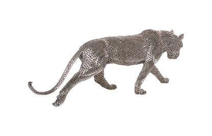 Panther Pipe Sculpture, Walking Stainless Steel, Large