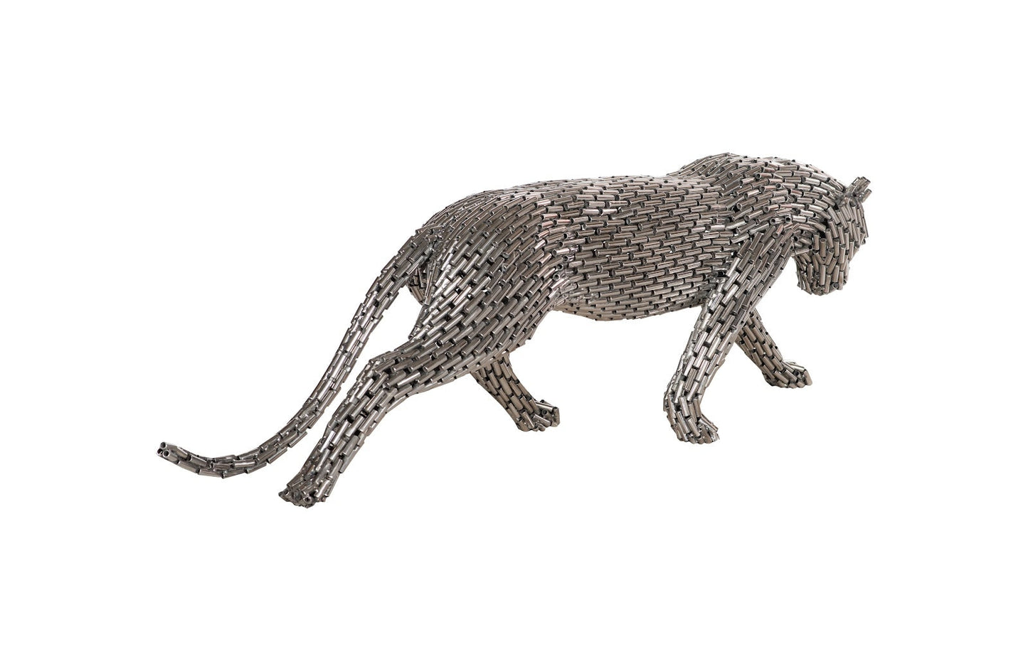 Panther Pipe Sculpture, Walking Stainless Steel, Small