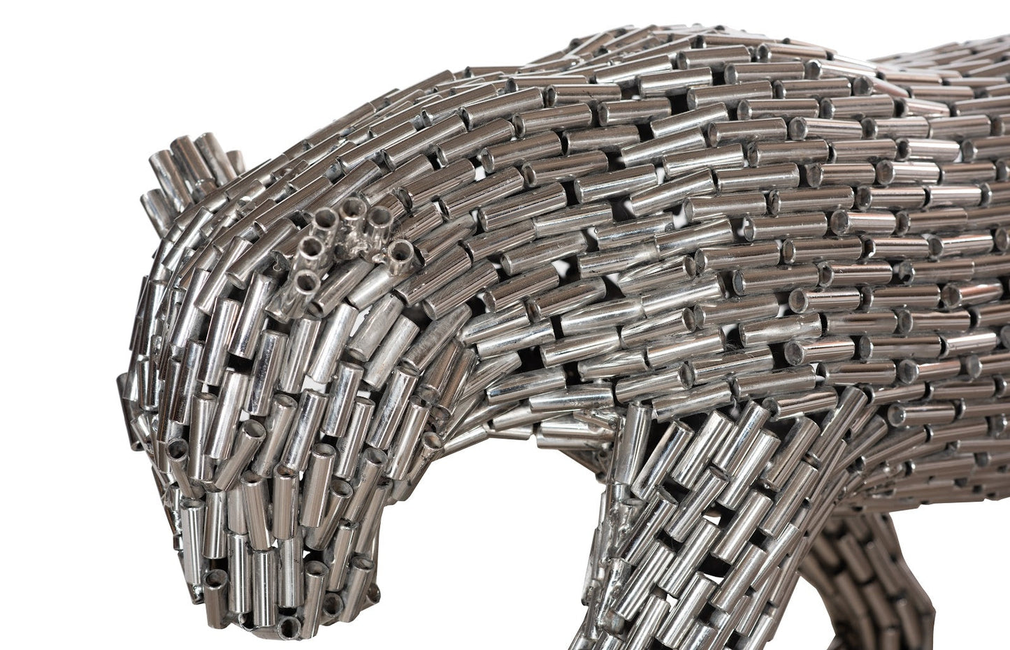 Panther Pipe Sculpture, Walking Stainless Steel, Small