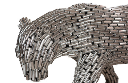 Panther Pipe Sculpture, Walking Stainless Steel, Small
