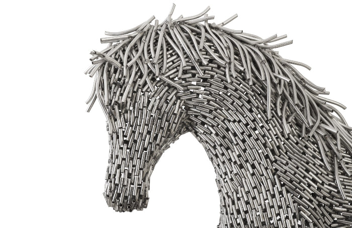 Horse Pipe Sculpture, Walking Stainless Steel