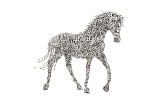 Horse Pipe Sculpture, Walking Stainless Steel