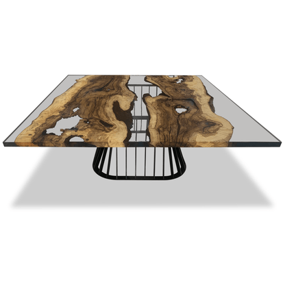 Ladon Walnut Wood Square Dining Table