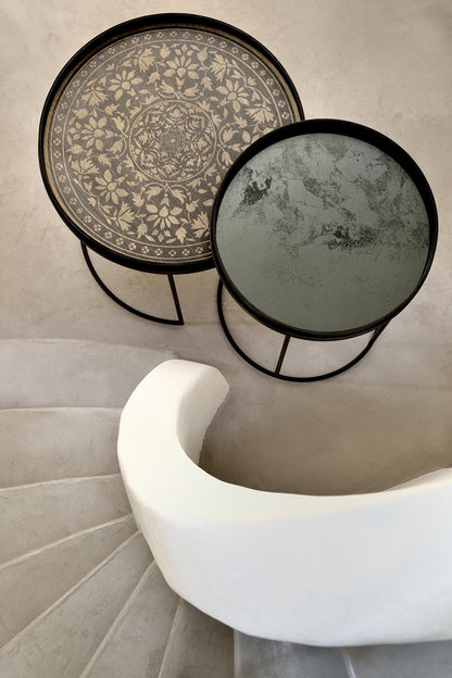 Large Tray Round Coffee Table Set