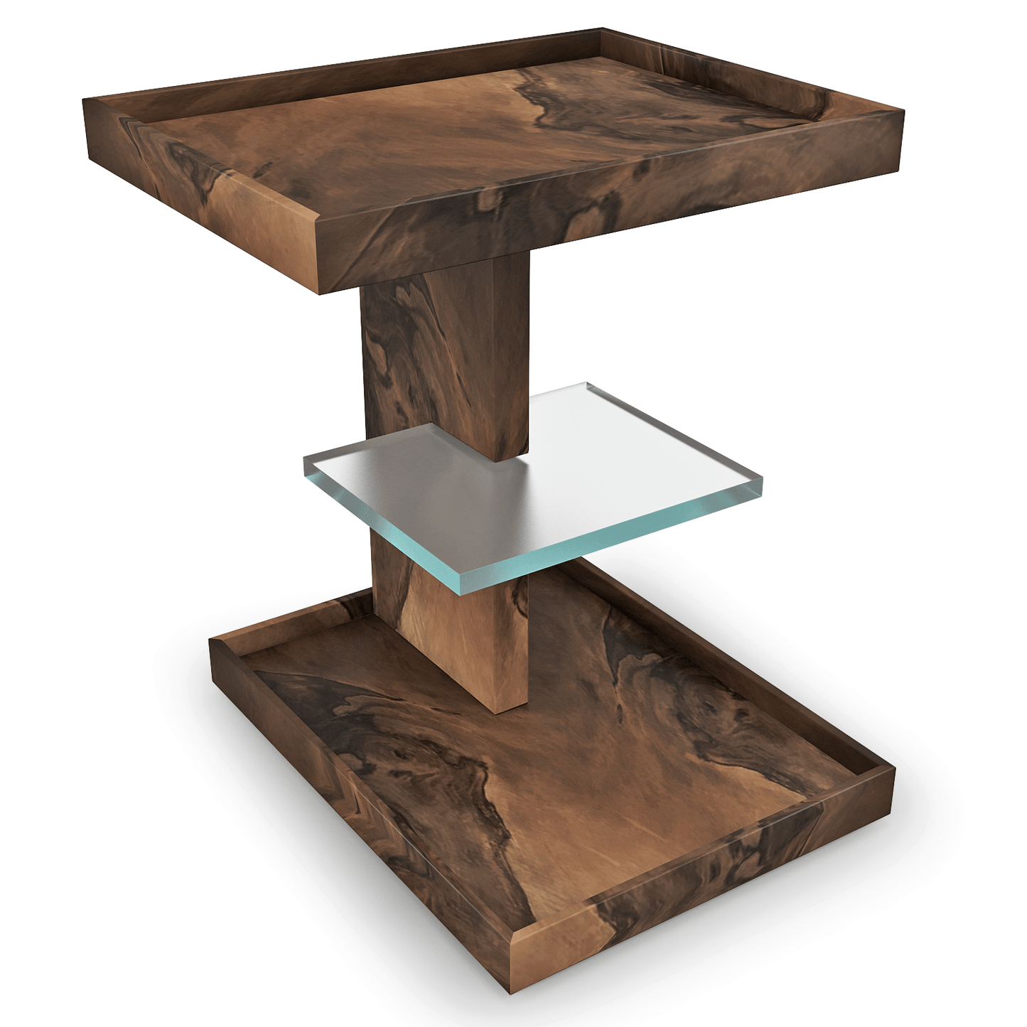 Lucera Walnut Wood Side Table