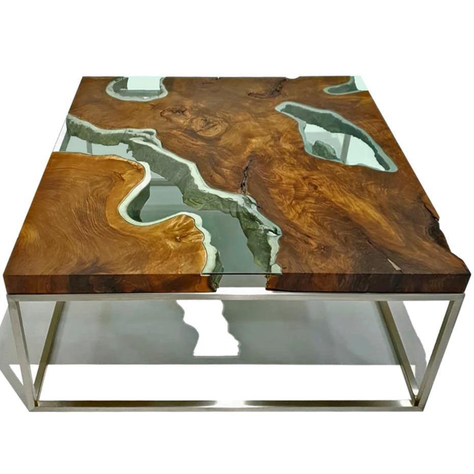 Mnestra Walnut Wood Square Coffee Table