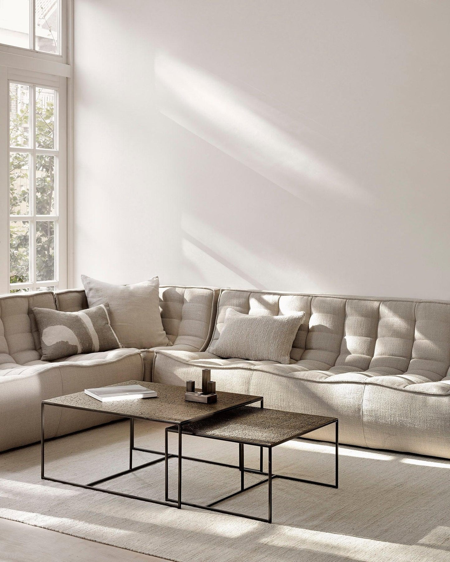 N701 Modular 4-Piece Beige Fabric Sectional Set