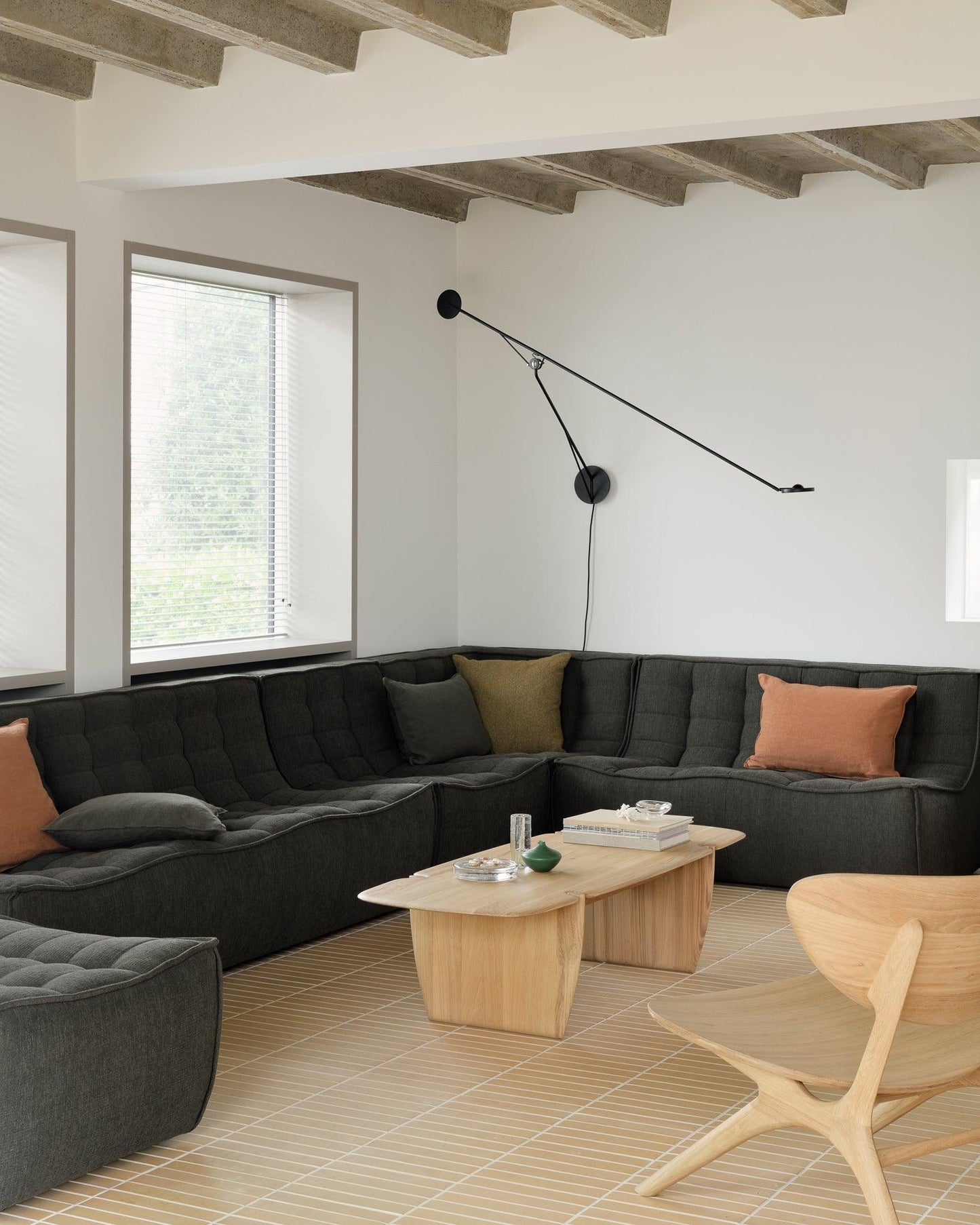 N701 Modular 4-Piece Moss Fabric Sectional Set