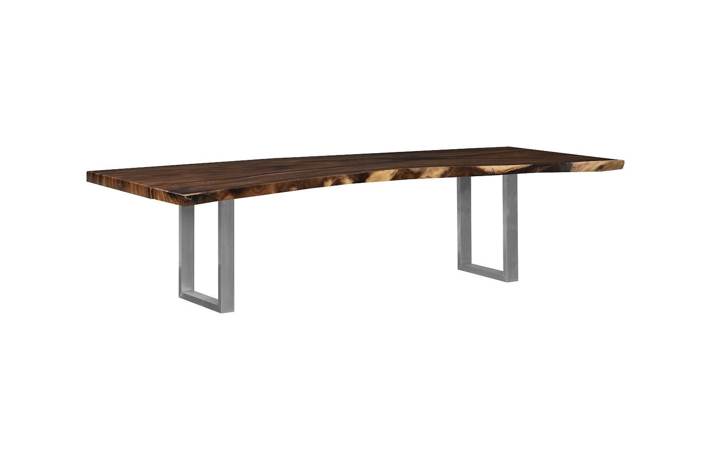 Origins Dining Table Live Edge, Brushed Stainless Steel Legs, Natural ID107174