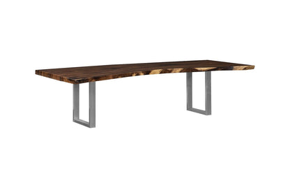 Origins Dining Table Live Edge, Brushed Stainless Steel Legs, Natural ID107174