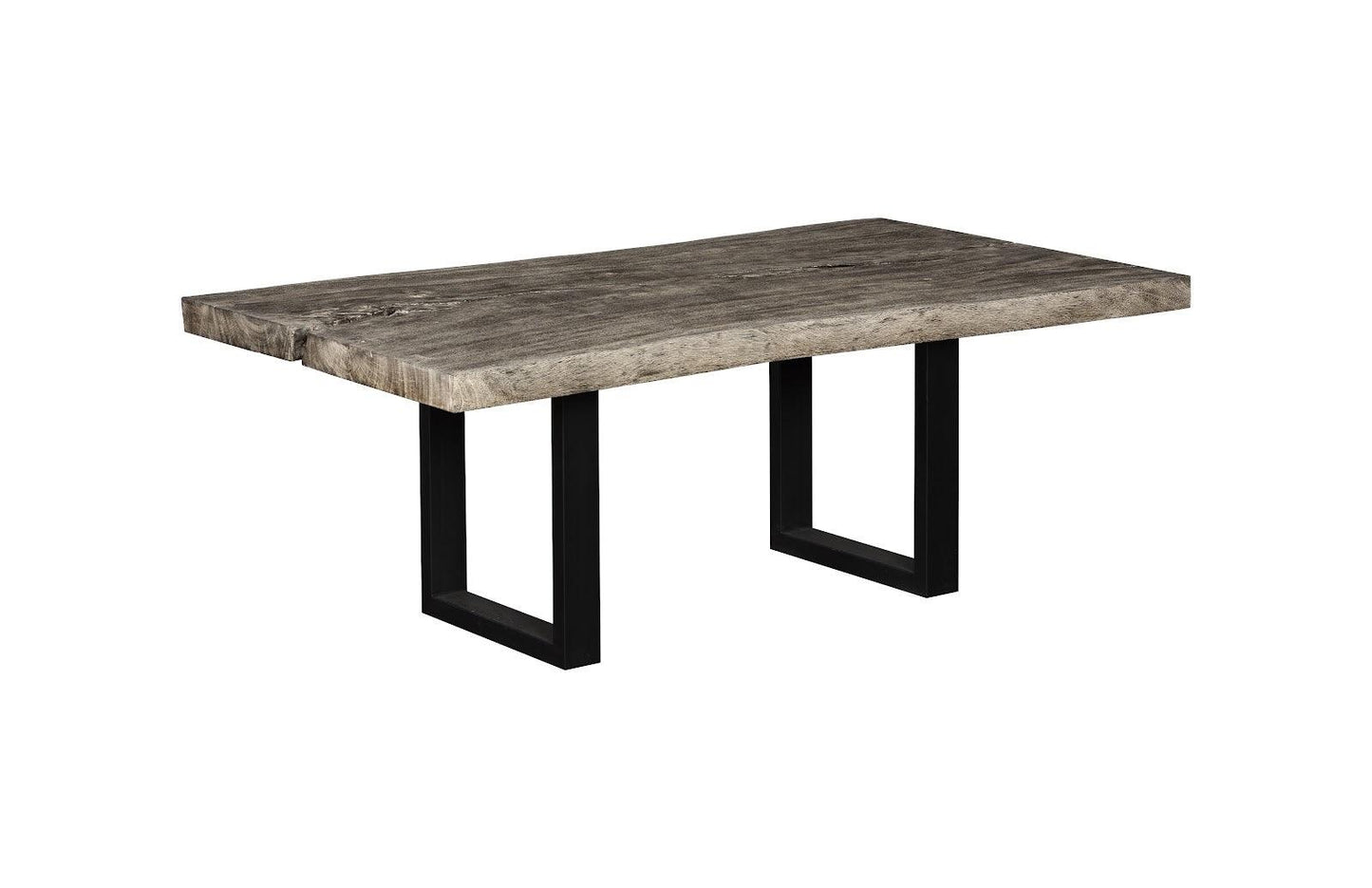 Origins Dining Table Live Edge, Gray Stone, Straight Satin Black Legs TH105986