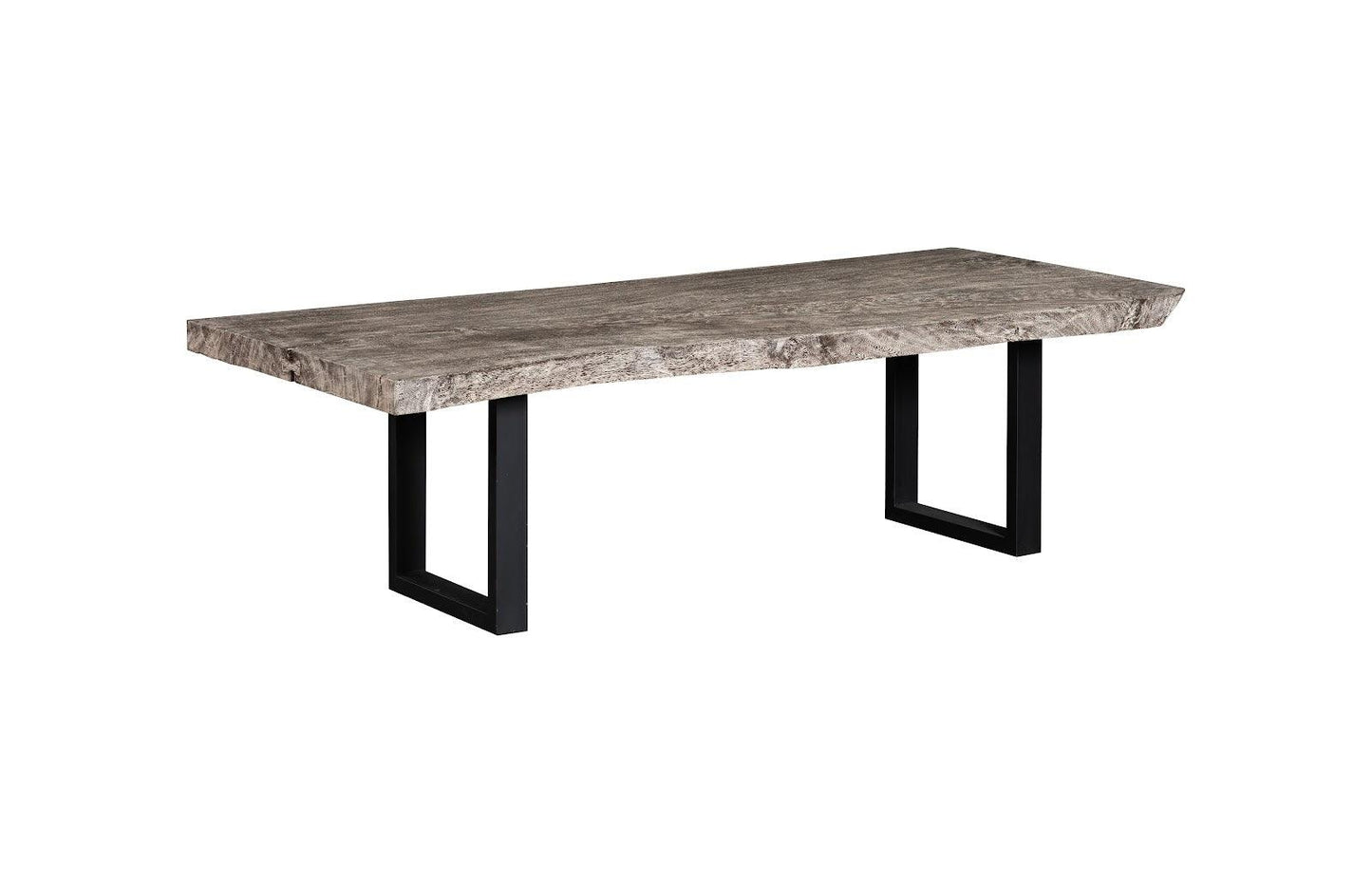 Origins Dining Table Live Edge, Gray Stone, Straight Satin Black Legs TH113107