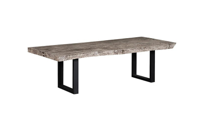 Origins Dining Table Live Edge, Gray Stone, Straight Satin Black Legs TH113107