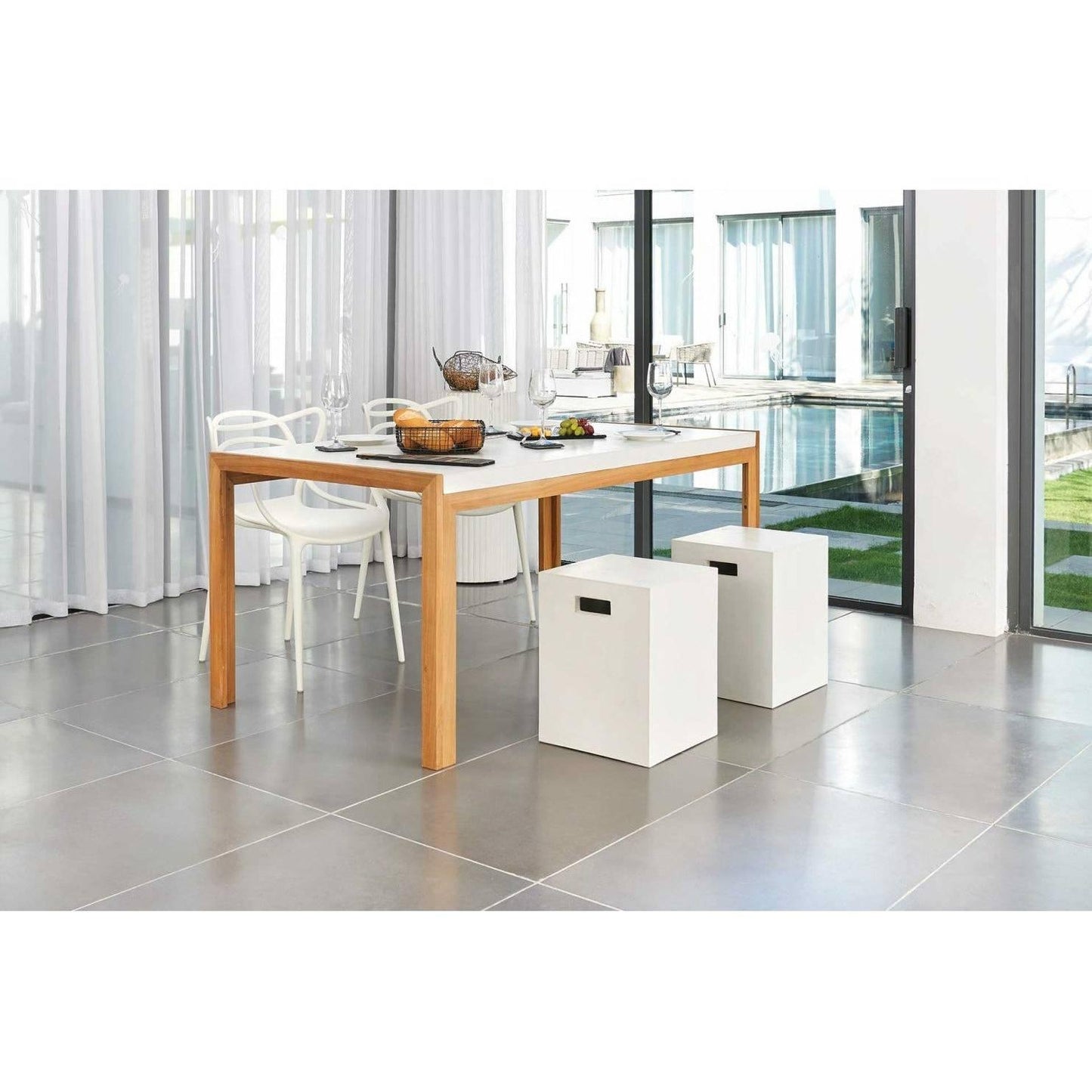 Perpetual Teak Soho Dining Table Ivory White