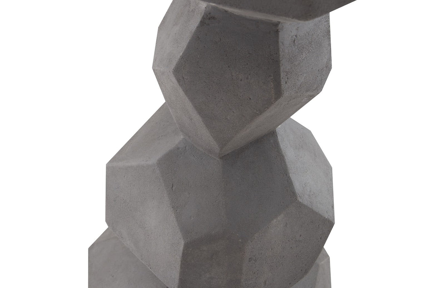 Faceted Rock Column Sculpture Gray