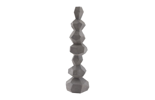 Faceted Rock Column Sculpture Gray