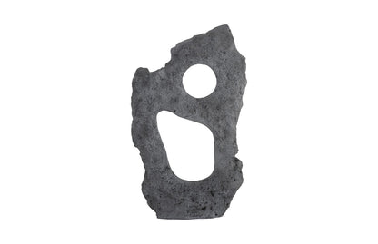 Colossal Cast Stone Sculpture Two Holes, Charcoal Stone