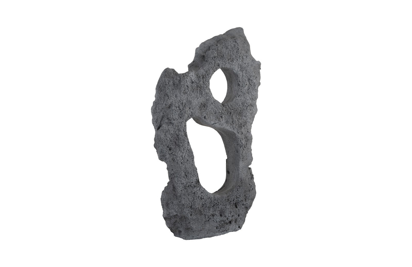 Colossal Cast Stone Sculpture Two Holes, Charcoal Stone
