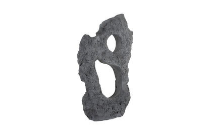 Colossal Cast Stone Sculpture Two Holes, Charcoal Stone