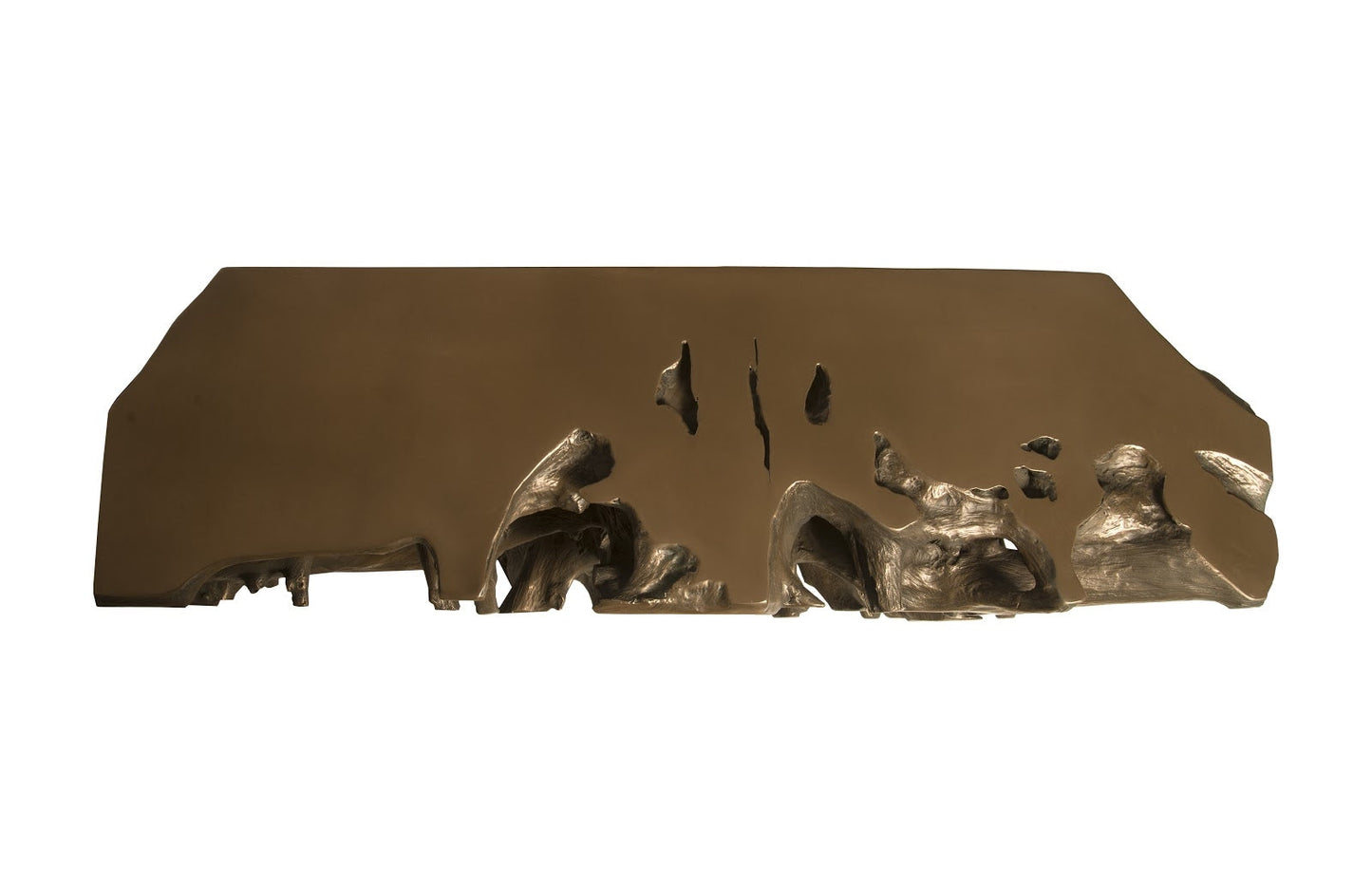 Tavolo da salotto con base a forma di radice in bronzo Beau Cast