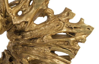 Cast Teak Root Sculpture On Base Gold leaf