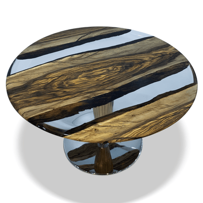 Phaloe Walnut Wood Double River Round Coffee Table