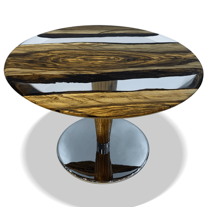 Phaloe Walnut Wood Double River Round Coffee Table