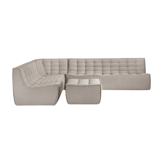 N701 Modular 4-Piece Ecru Fabric Sectional Set
