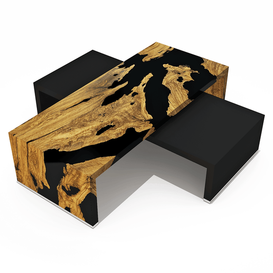 Rhesos Olive Wood Waterfall Coffee Table Set