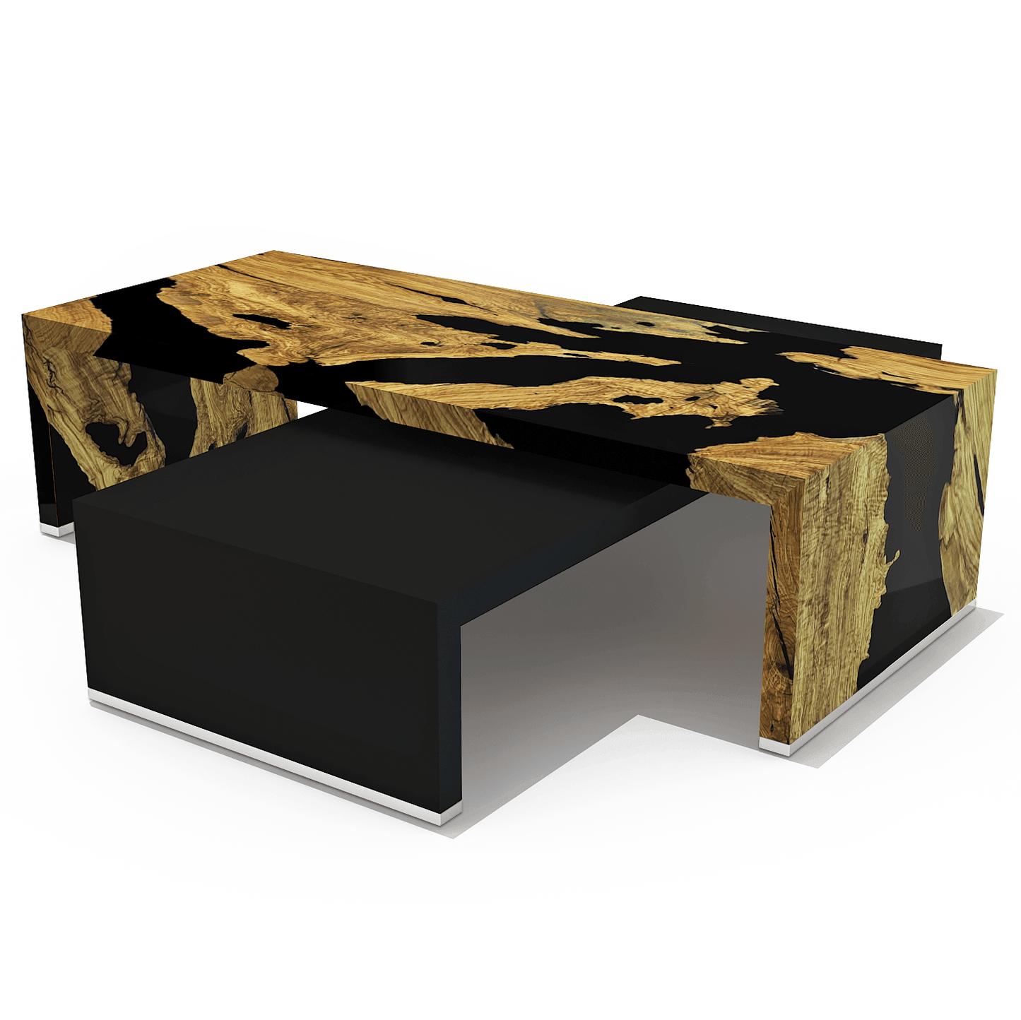Rhesos Olive Wood Waterfall Coffee Table Set