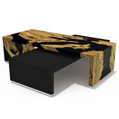 Rhesos Olive Wood Waterfall Coffee Table Set
