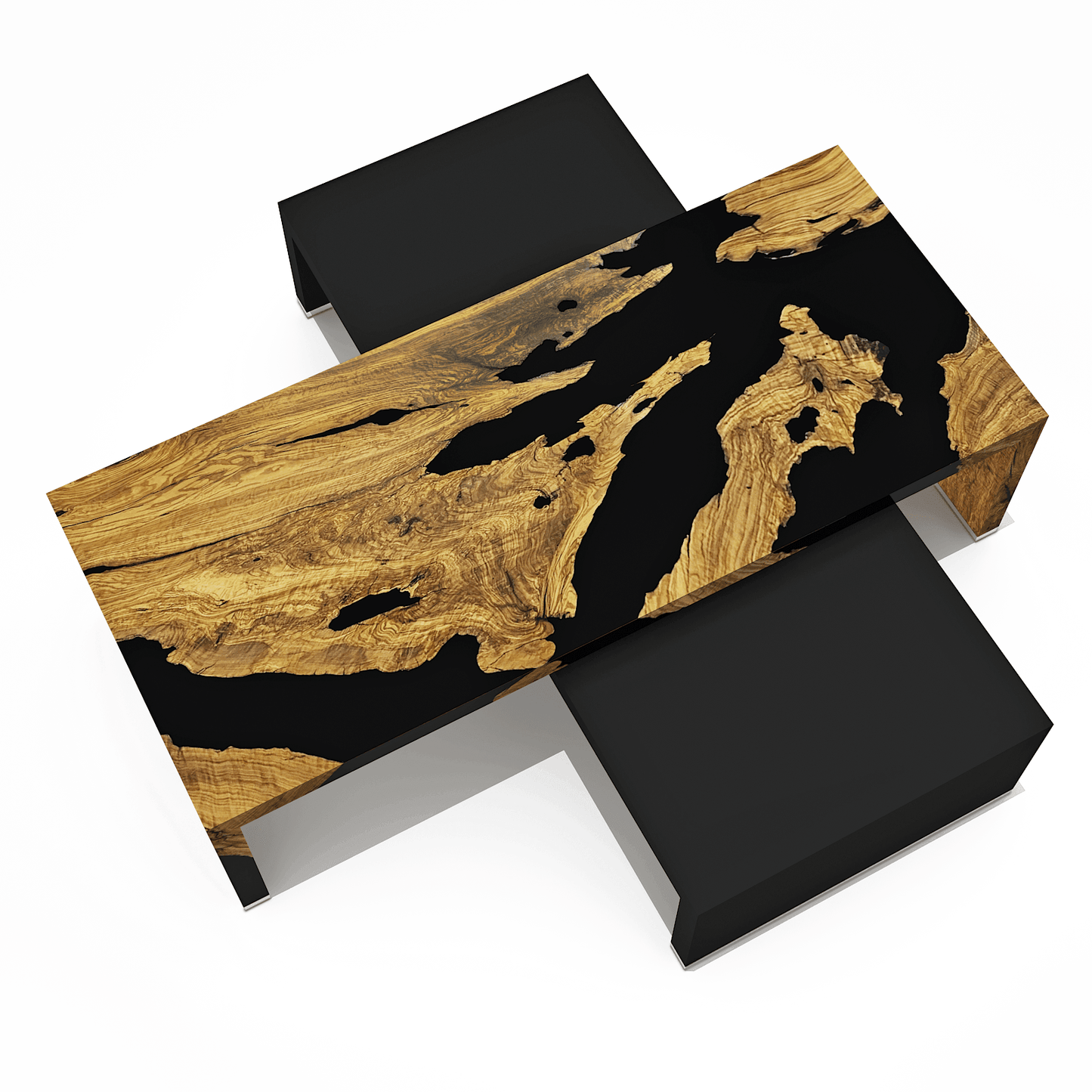 Rhesos Olive Wood Waterfall Coffee Table Set