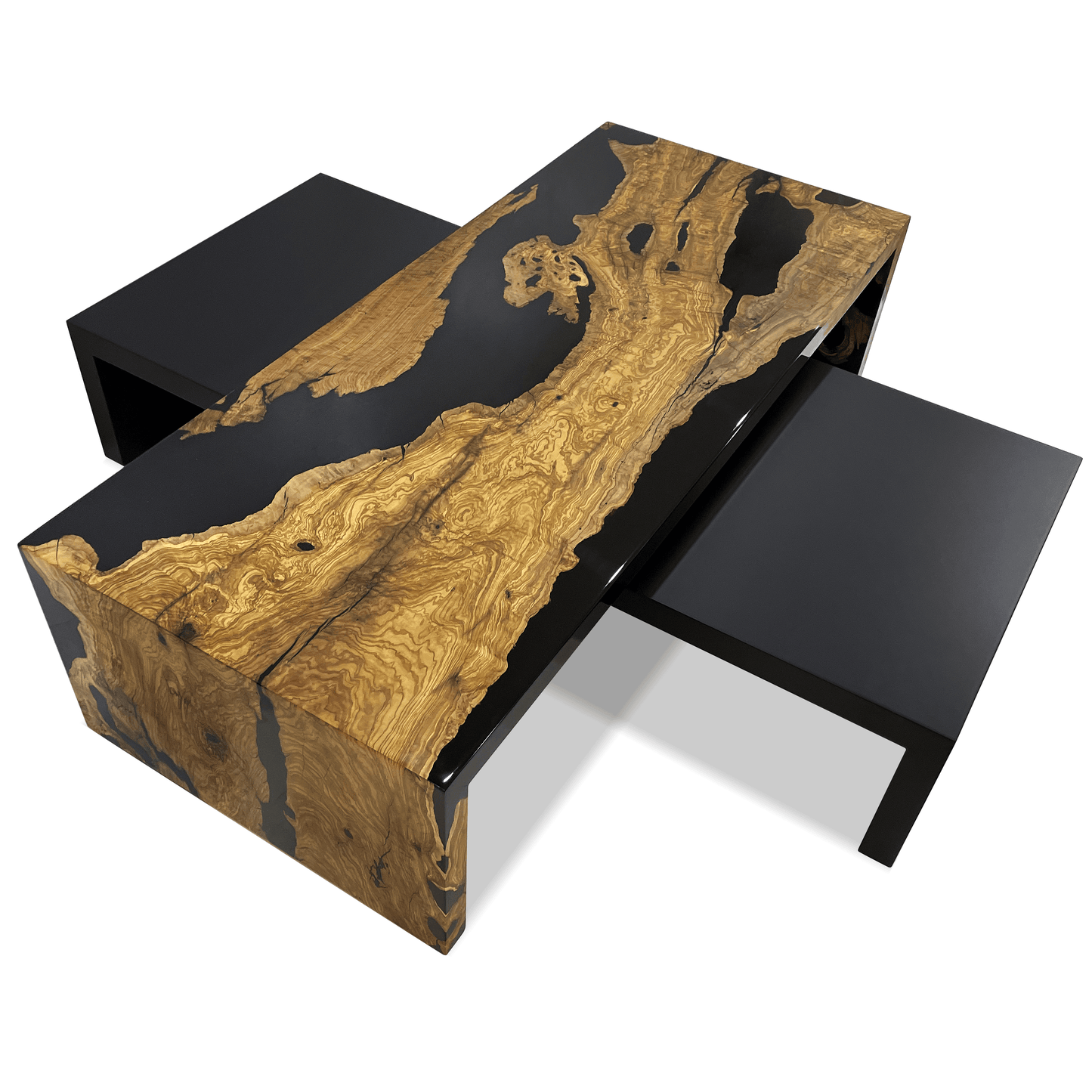 Rhesos Olive Wood Waterfall Coffee Table Set