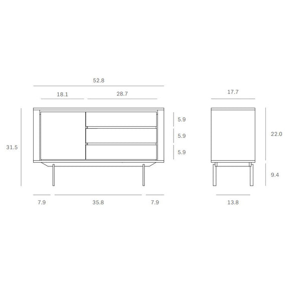 Shadow Sideboard With Black Metal Legs