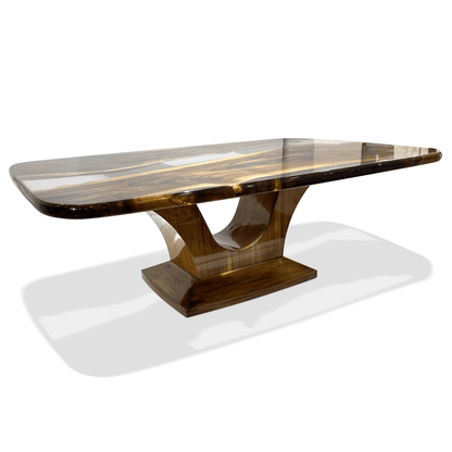 Signature Walnut Wood River Dining Table With Wooden Base