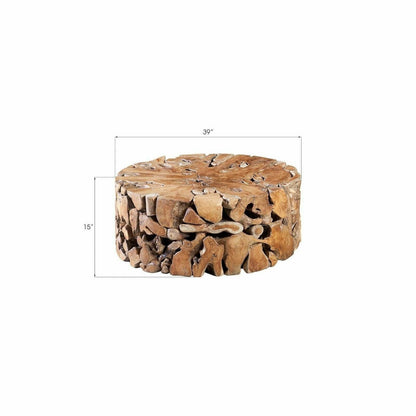 Teak Chunk Round Coffee Table