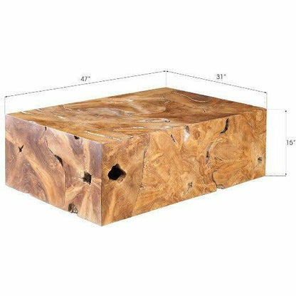 Teak Slice Coffee Table, Rectangle