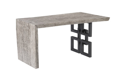 Waterfall Desk Gray Stone, Satin Black Overlap Leg