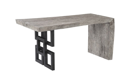Waterfall Desk Gray Stone, Satin Black Overlap Leg