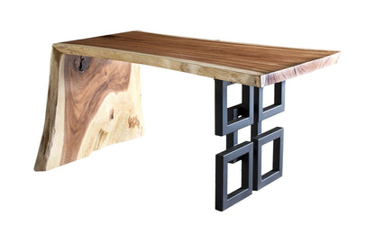 Waterfall Desk Natural, Satin Black Overlap Leg