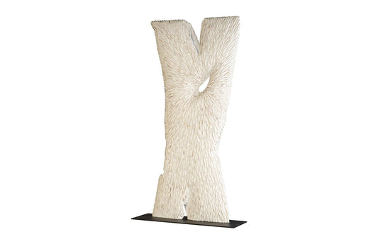 Chainsaw Sculpture on Stand White/Gold