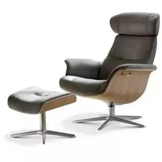 TIMEOUT Recliner + Footstool + Charcoal + Oak