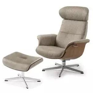 TIMEOUT Recliner + Footstool  Taupe -Walnut - WOOD