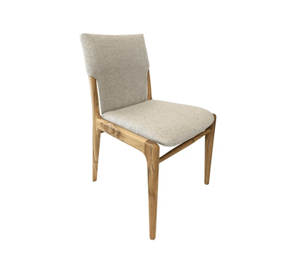Tress Dining Chair in Linen Fabric  and Teak Wood Finish,