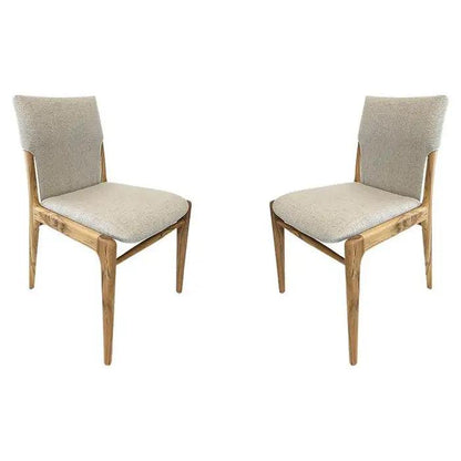Tress Dining Chair in Linen Fabric  and Teak Wood Finish,