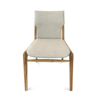 Tress Dining Chair in Linen Fabric  and Teak Wood Finish,